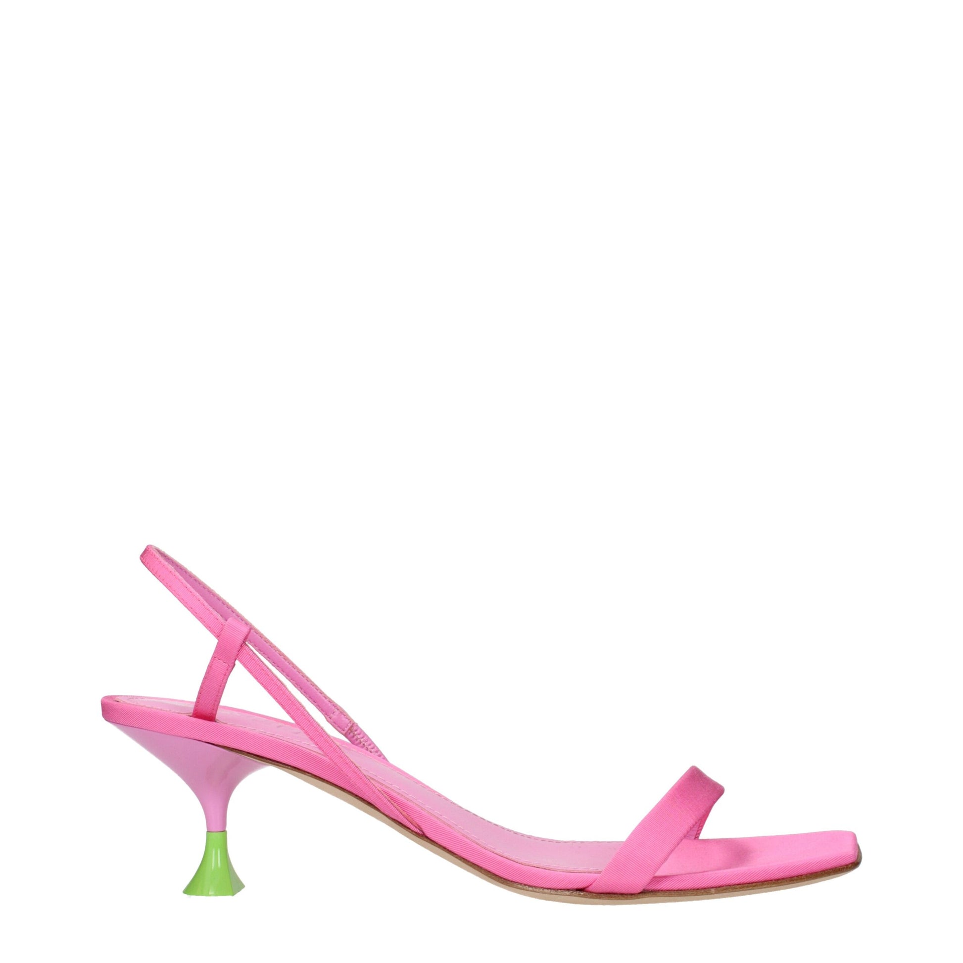 Pink Fabric Stiletto Heels Sandals