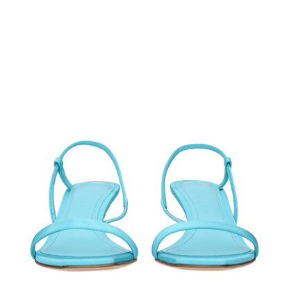 Blue Fabric Stiletto Heels Sandals
