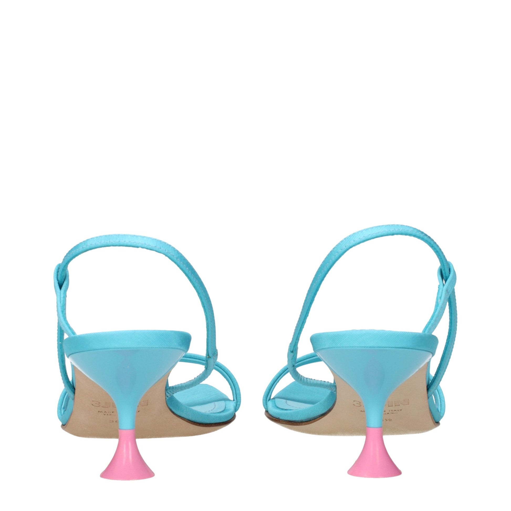 Blue Fabric Stiletto Heels Sandals