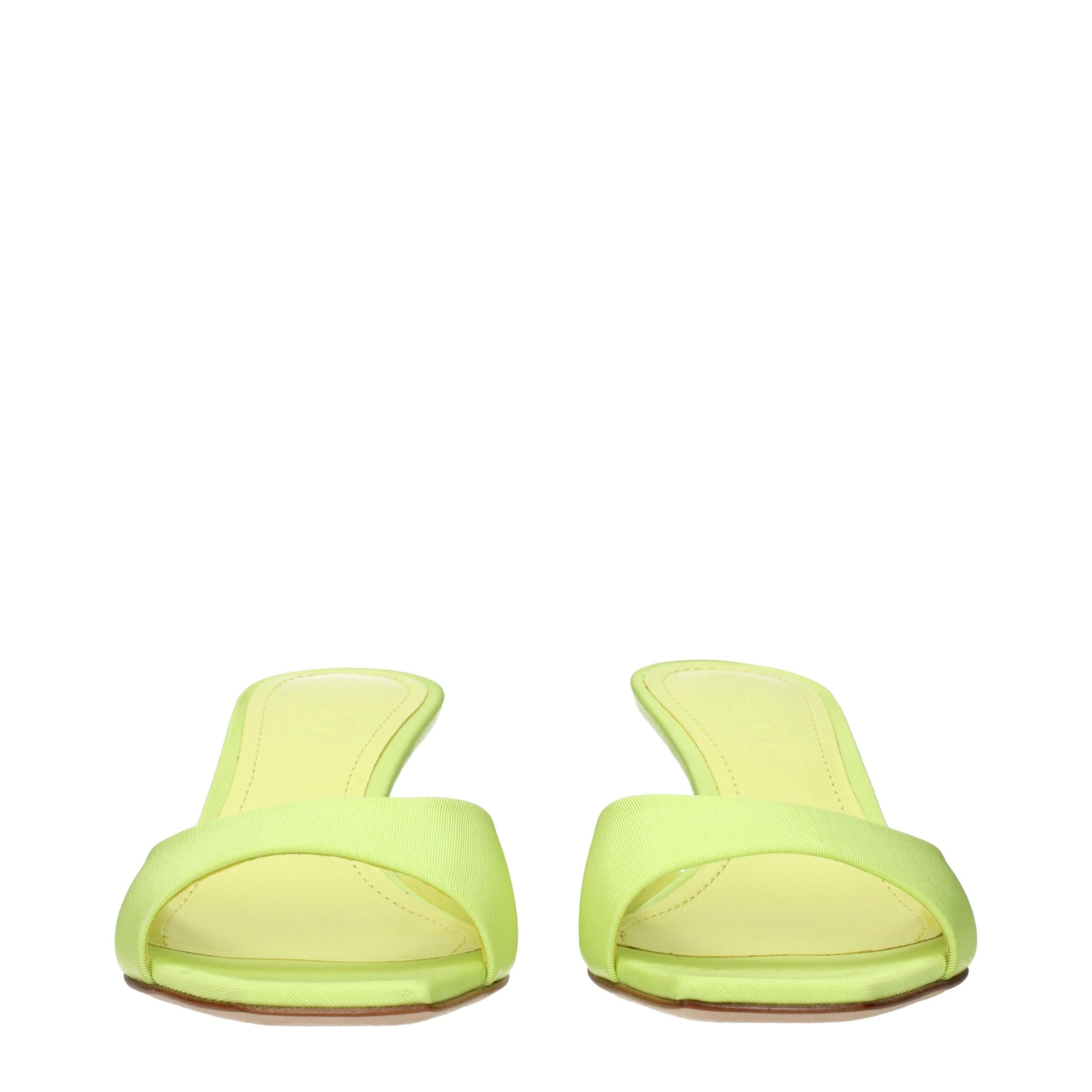 Green Fabric Stiletto Heels Sandals