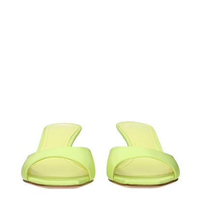 Green Fabric Stiletto Heels Sandals