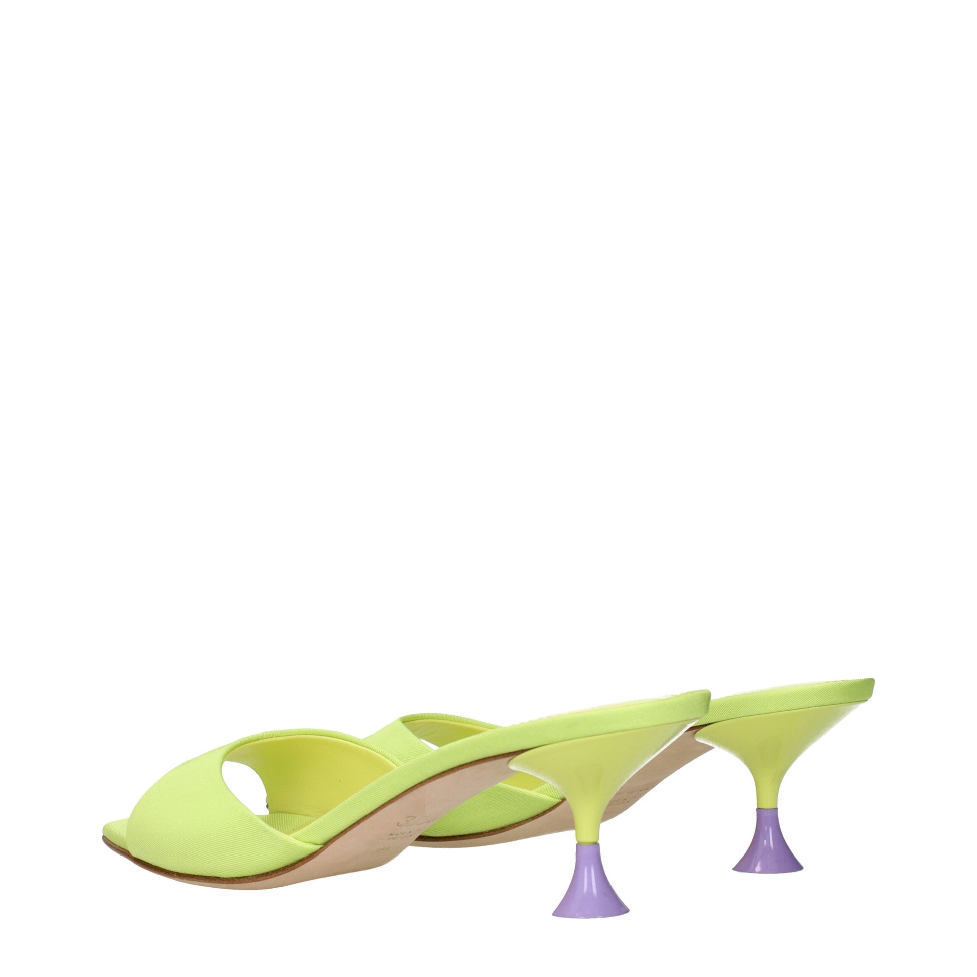 Green Fabric Stiletto Heels Sandals