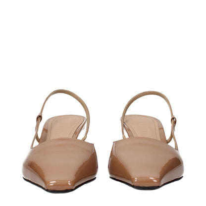 Brown Leather Mid Heel Pumps