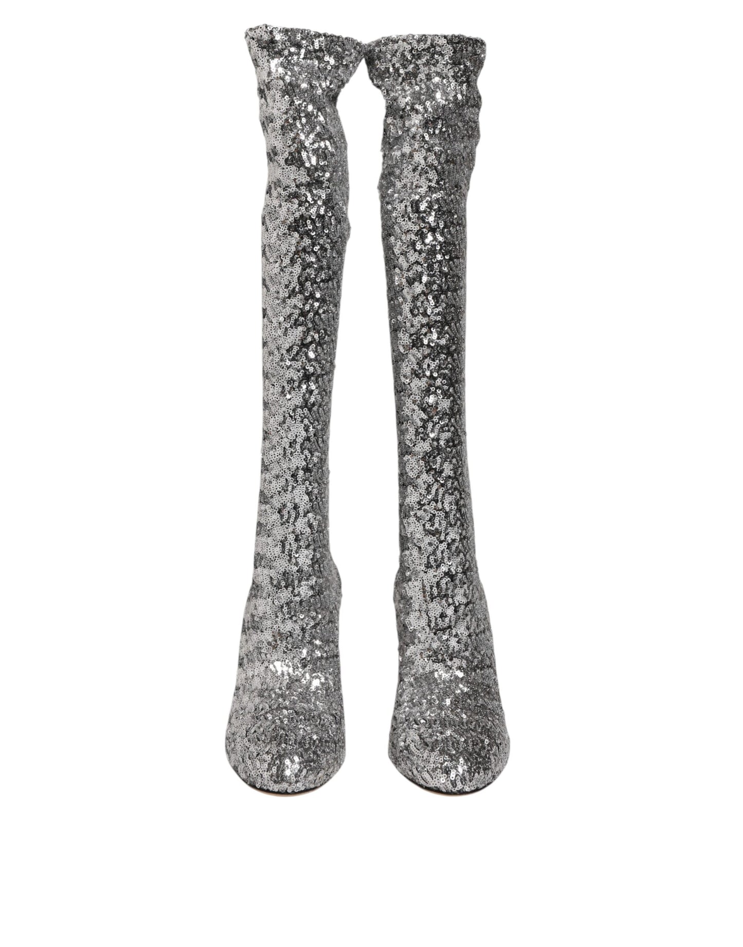 Shoes Silver Sequins Glitter High Heel Boot Shoes
