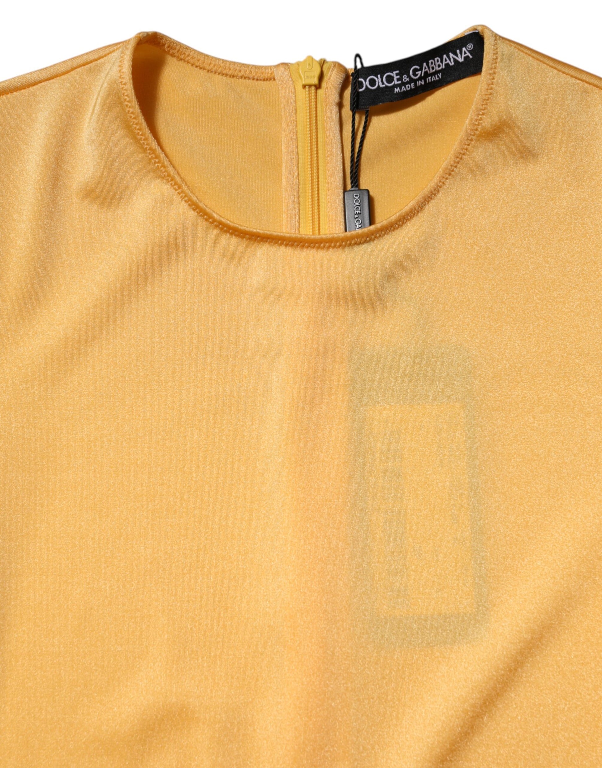 Gold Yellow Stretch Long Sleeve Bodysuit Dress