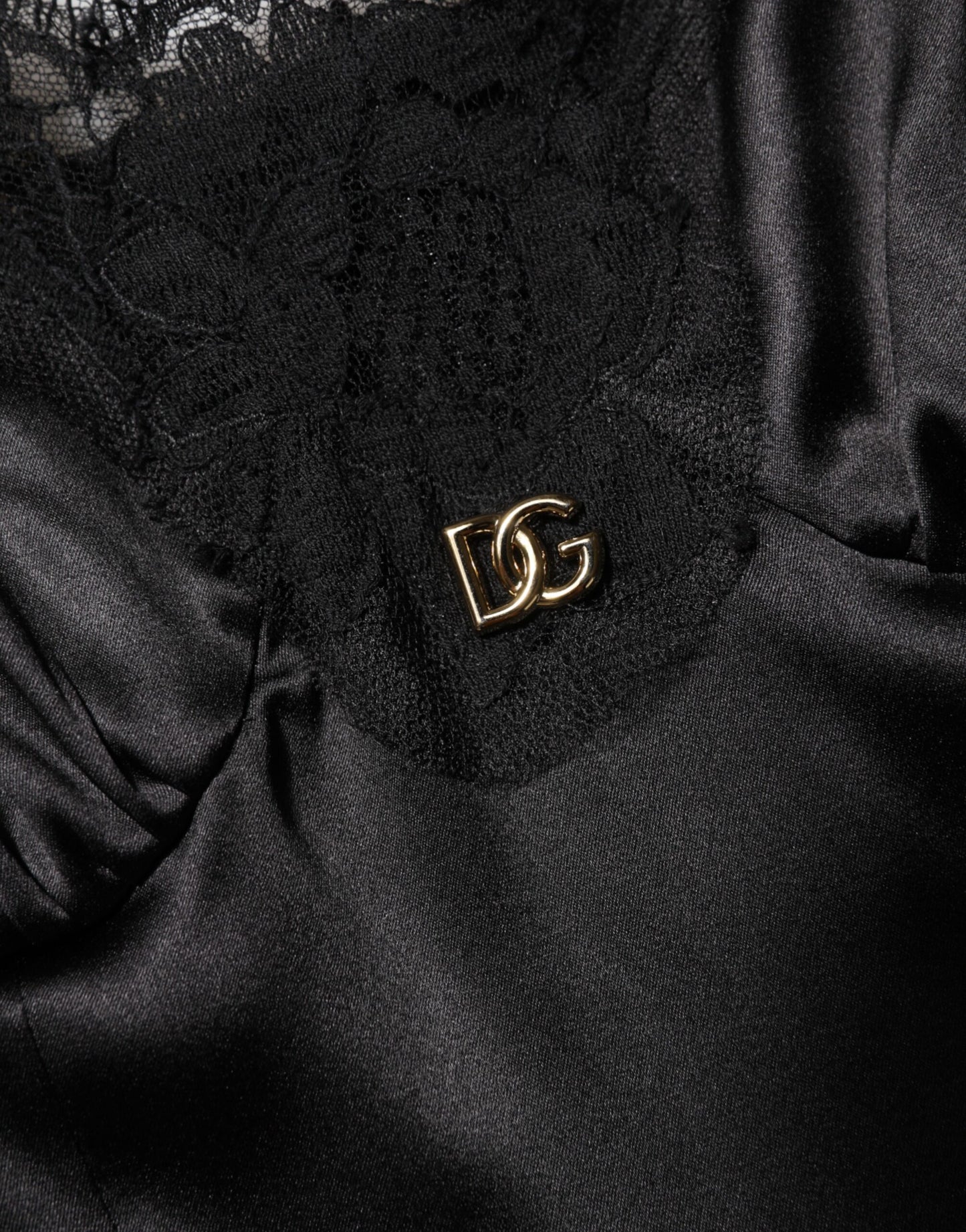 Black Silk Blend Lace Trim Sleeveless Mini Dress