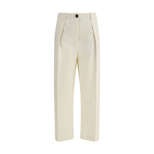 Cream Cotton Casual Pants