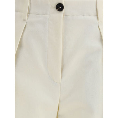Cream Cotton Casual Pants