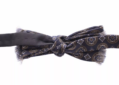 Blue Silk Baroque Fantasi Tied Bow Tie Papillon