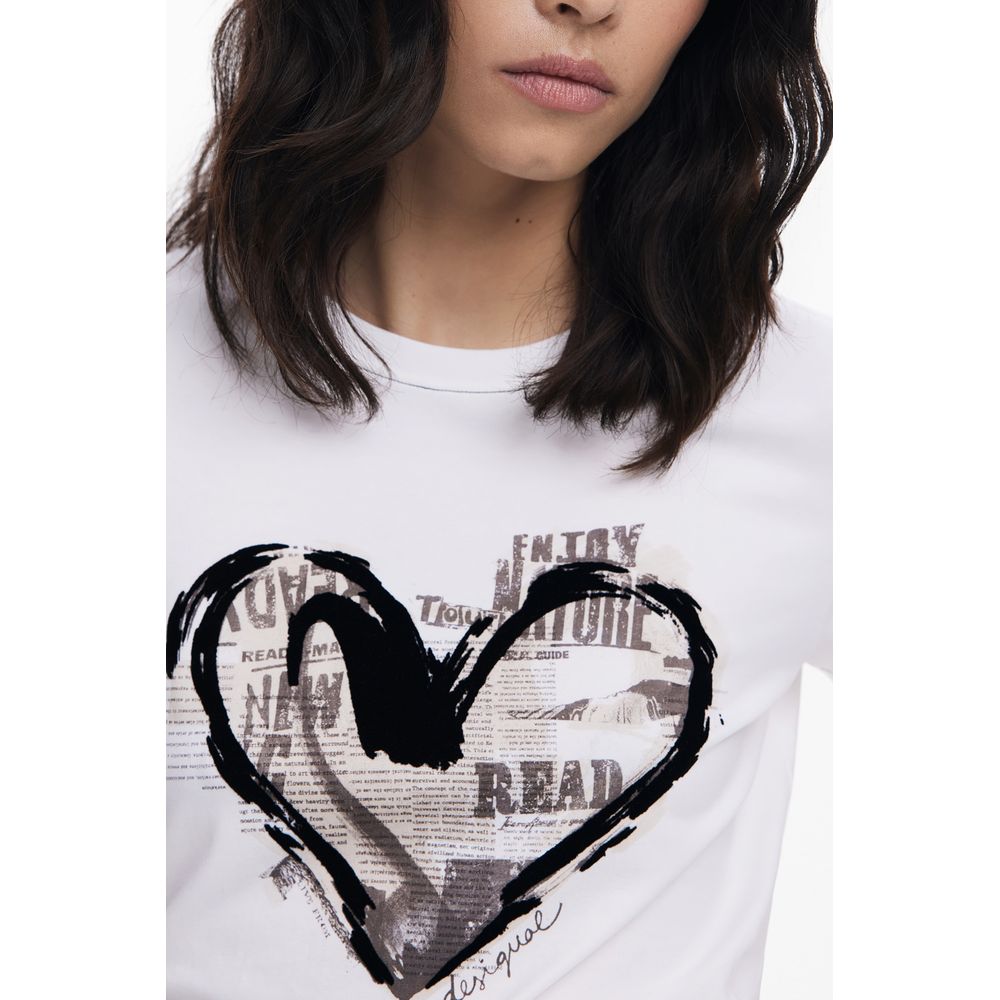 White Cotton Women T-Shirt