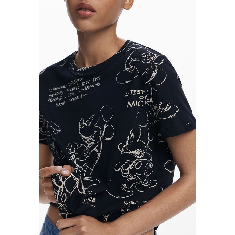 Black Cotton Women T-Shirt