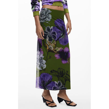Green Polyester Women Skirt