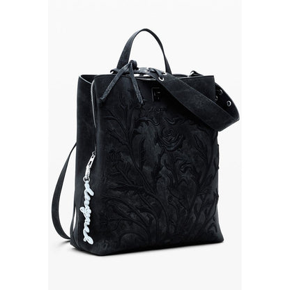 Black Polyethylene Women Backpack