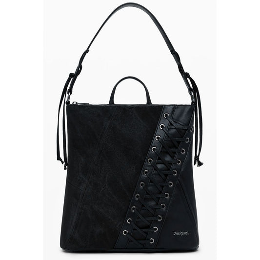 Black Polyethylene Women Backpack
