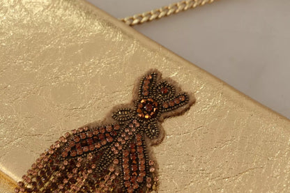 Gold Leather Embellished Shoulder Strap Bag