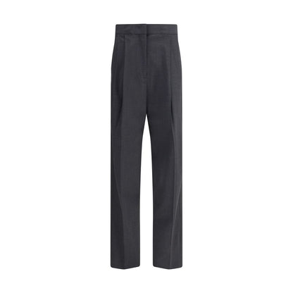 Gray Fleece Wool Casual Pants