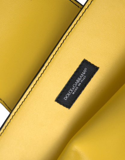 Yellow Smooth Leather DG Logo Clutch Crossbody Case Bag