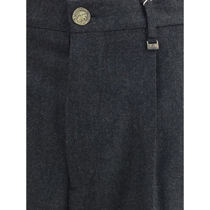 Gray Fleece Wool Casual Pants