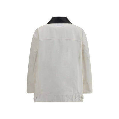 DENIM PARKA WITH LEATHER COLLAR