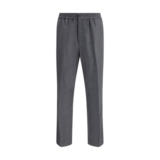 Gray Fleece Wool Casual Pants