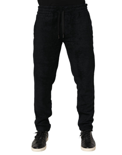 Black Cotton Logo Men Jogger Sweatpants Pants