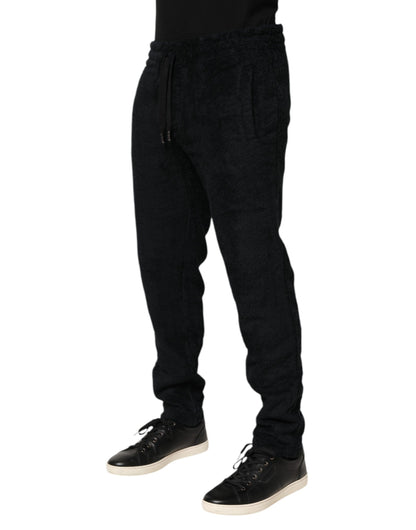 Black Cotton Logo Men Jogger Sweatpants Pants