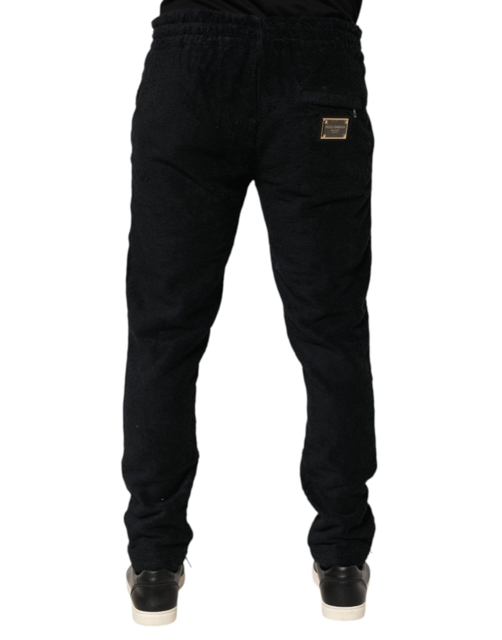 Black Cotton Logo Men Jogger Sweatpants Pants