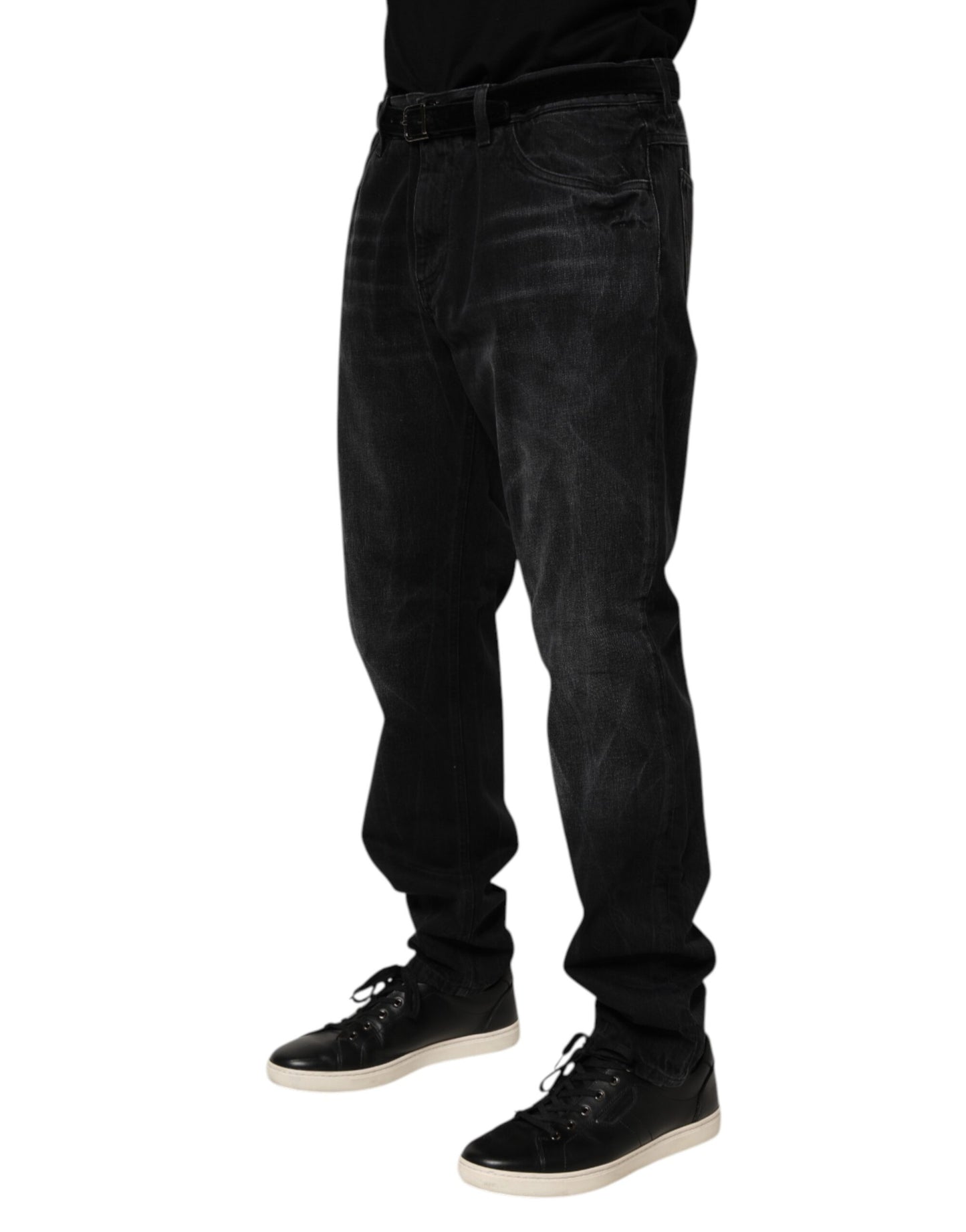 Black Washed Cotton Skinny Men Denim Jeans