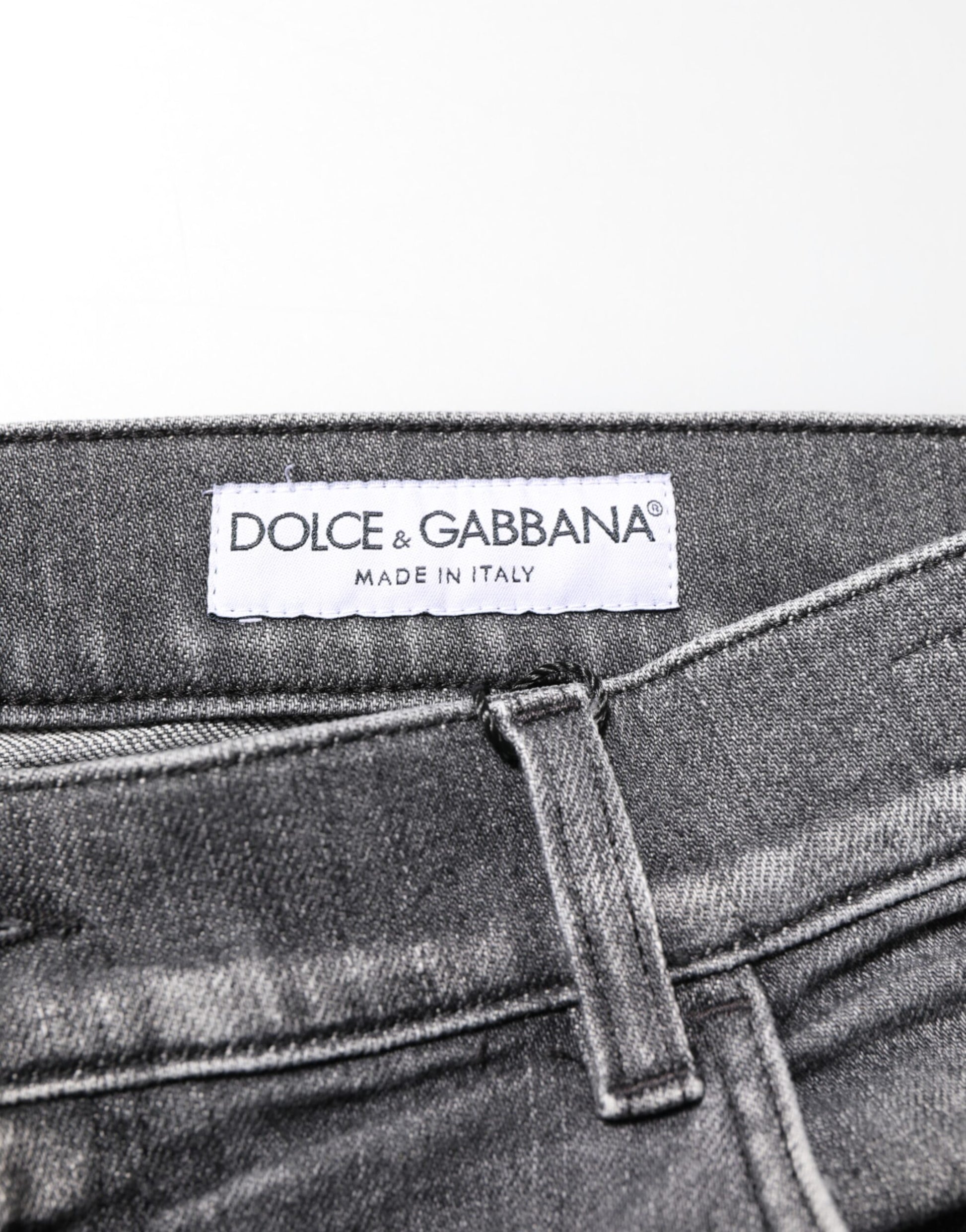 Grey Cotton Denim Slim Fit Distressed Pants Jeans