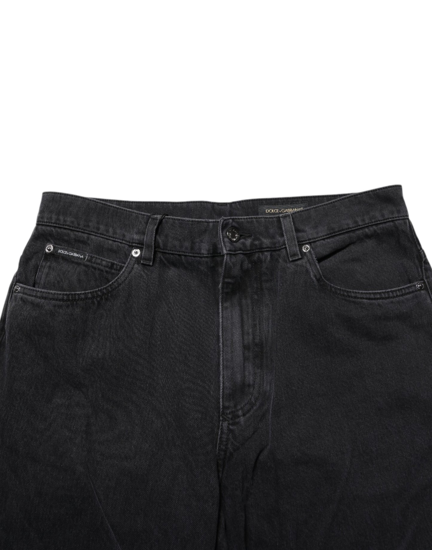 Black Cotton Logo Men Mid Waist Denim Jeans