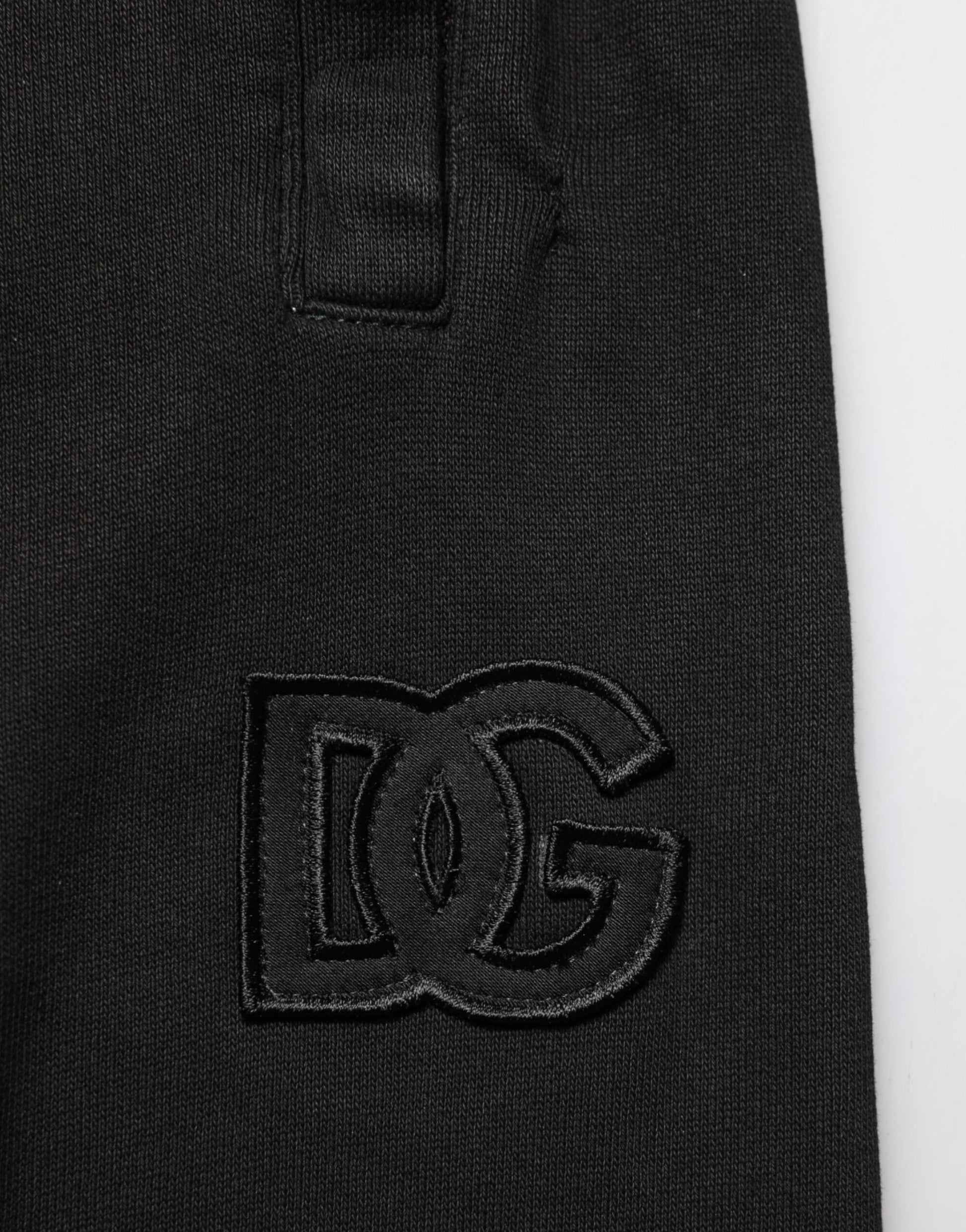 Black Cotton DG Logo Men Jogger Pants