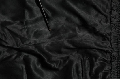 Black Gold Satin Crown Side Stripe Jogger Pants