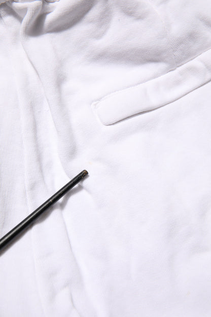 White Cotton Cargo Trousers Logo Patch Pants