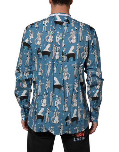 Blue Jazz Printed Cotton Button Front Shirt