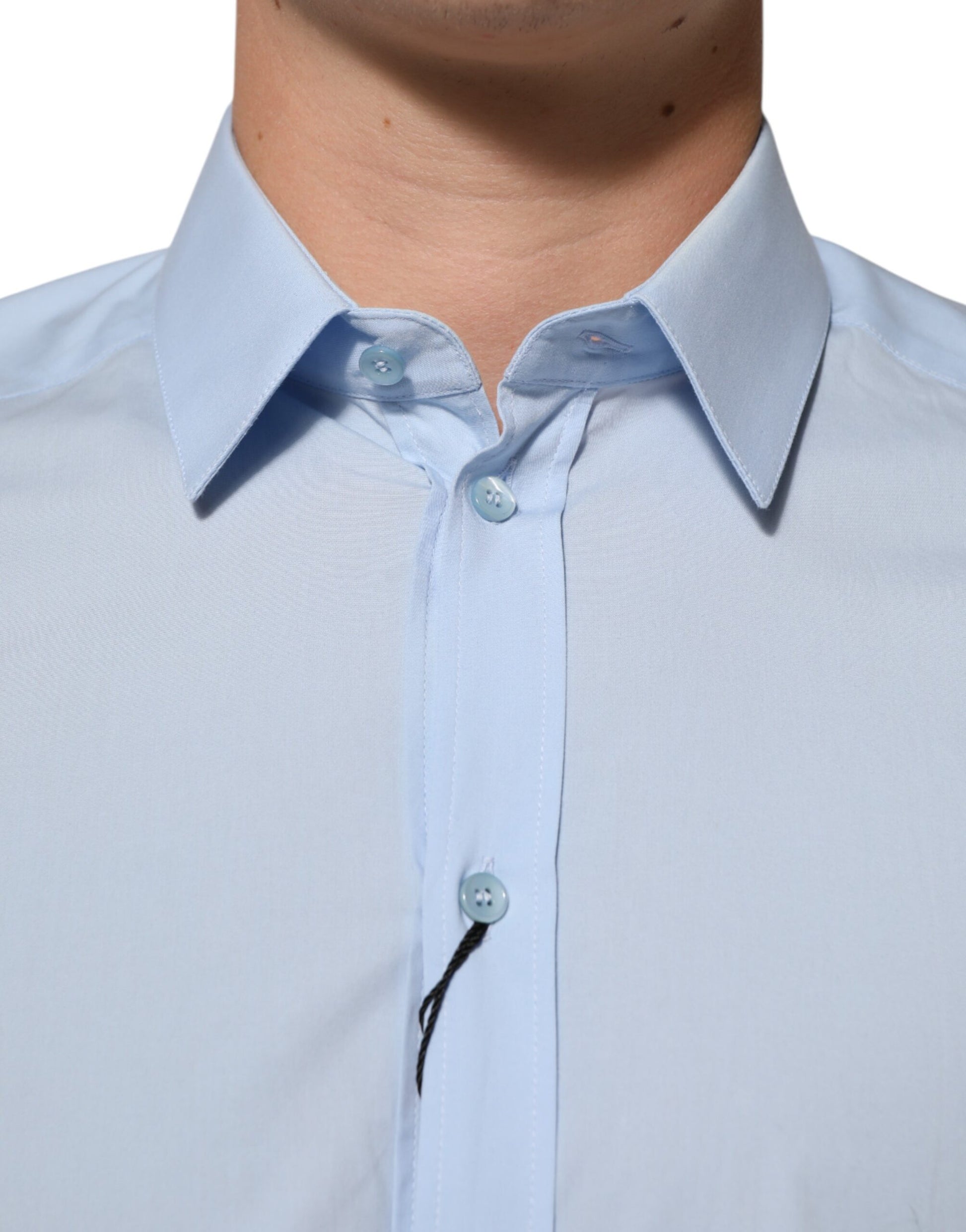 Light Blue Cotton GOLD Formal Men Dress Shirt