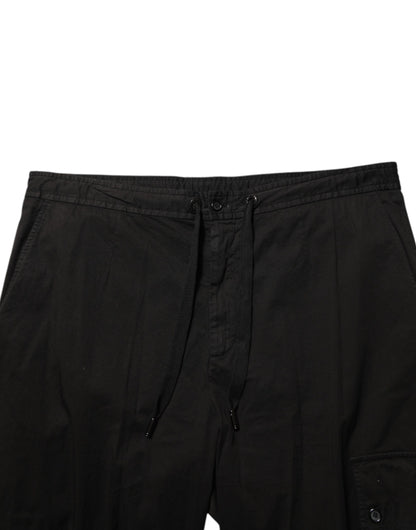 Black Cotton Cargo Jogger Sweatpants Pants