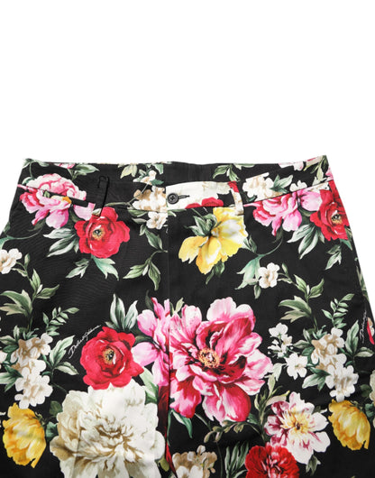 Black Floral Cotton Dress Formal Trouser Pants