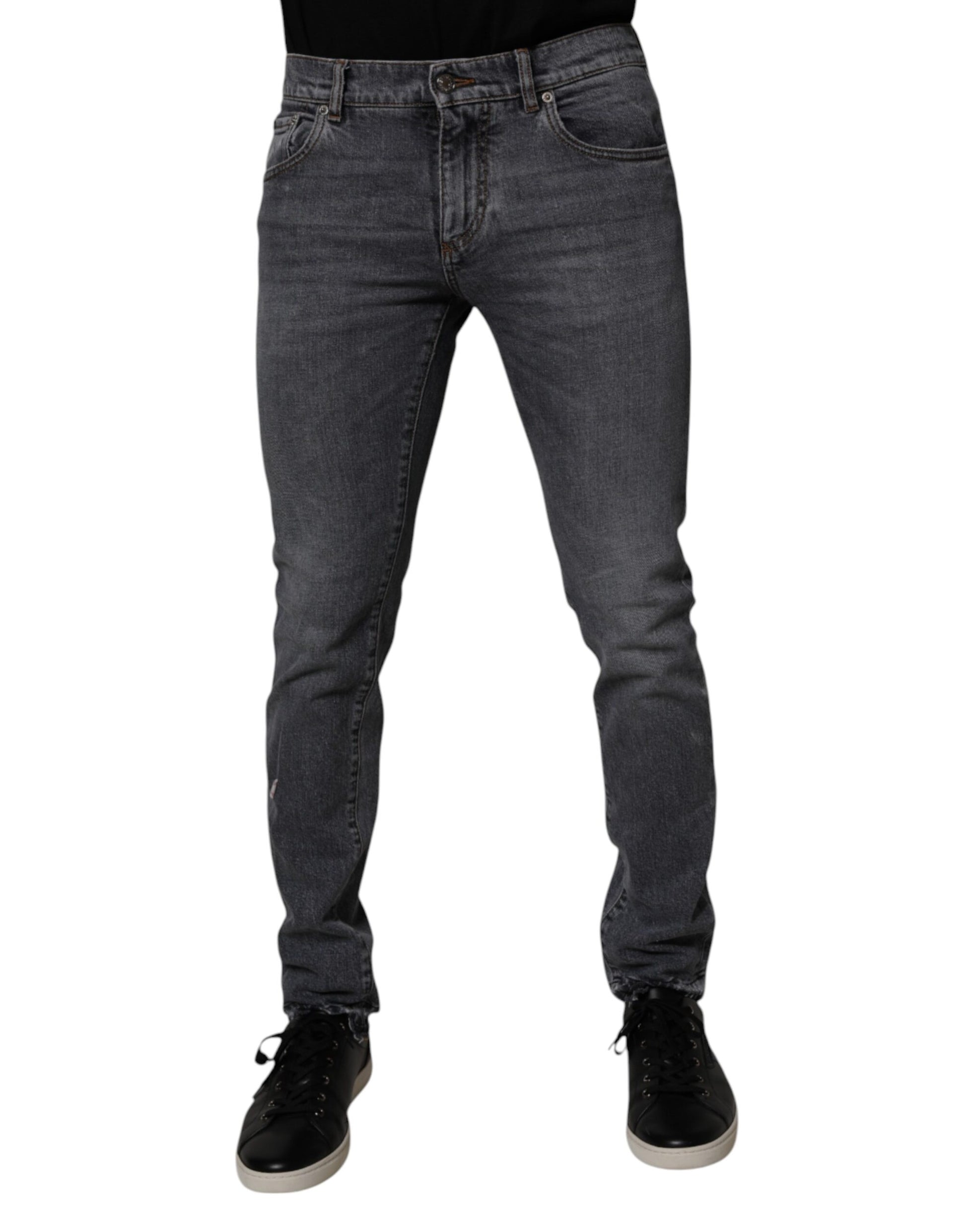 Dark Gray Cotton Stretch Skinny Denim Jeans