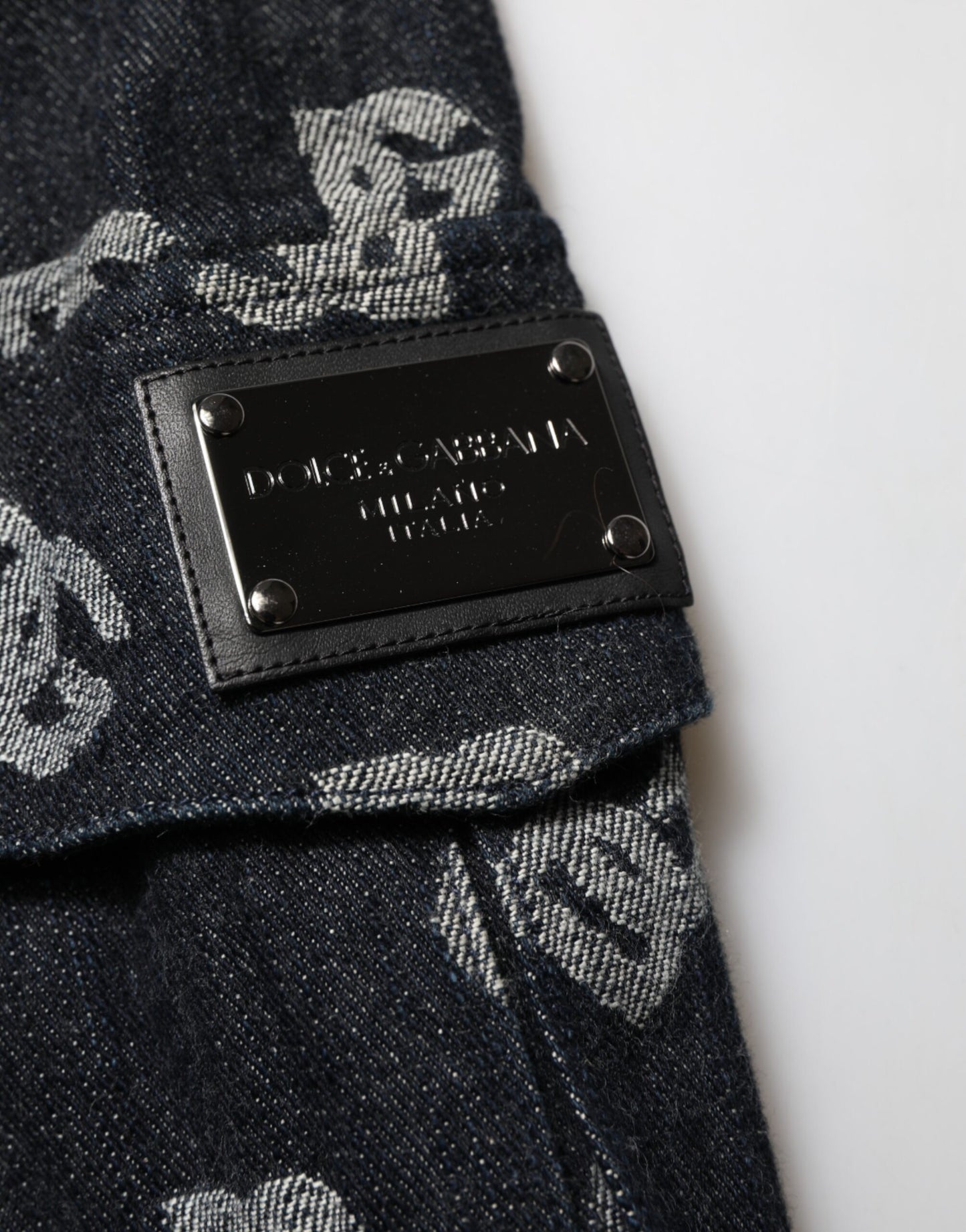 Black Monogram Denim Cargo Men Bermuda Short