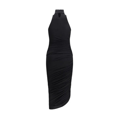 Black Acetate Casual Dress