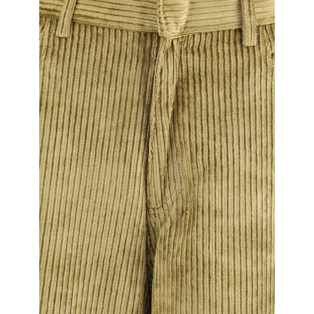 Gold Cotton Casual Pants