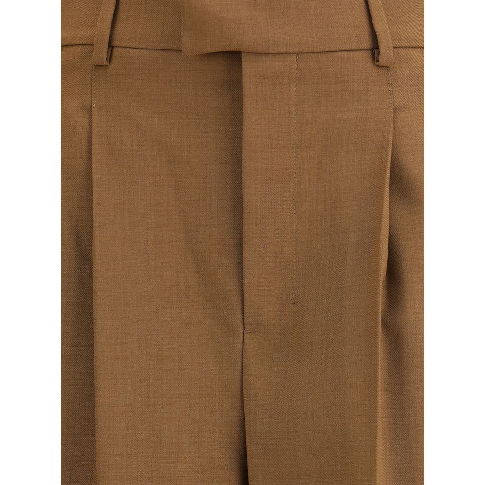 Brown Wool Casual Pants