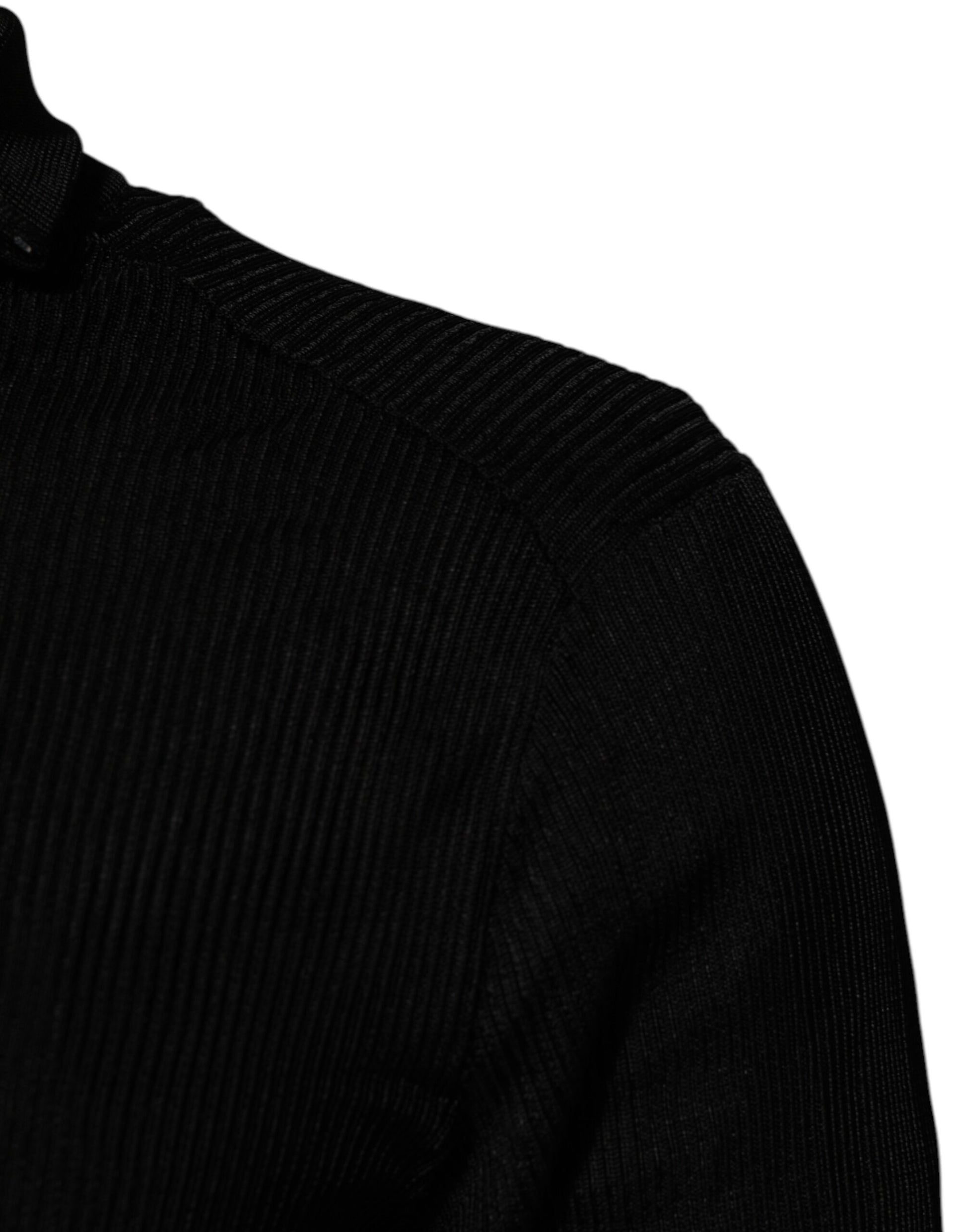 Black Viscose Turtle Neck Pullover Sweater