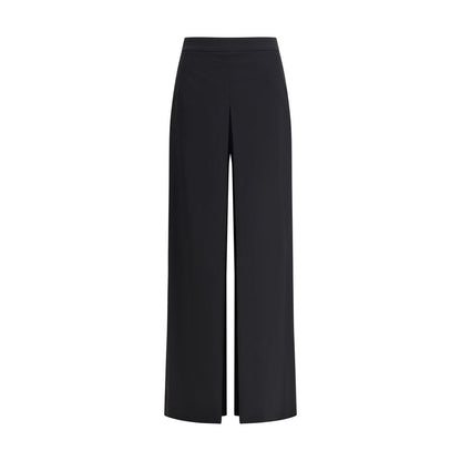 Black Polyester Casual Pants
