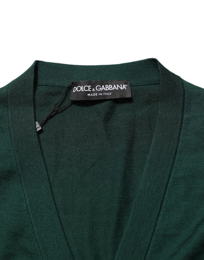 Dark Green Button Down Men Cardigan Sweater
