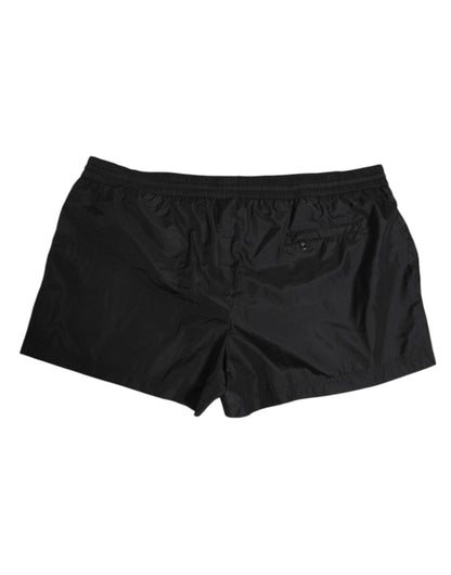 Black Logo Polyester Beachwear Shorts Swimwear