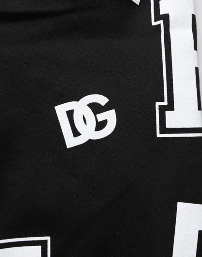 Black Logo Print Cotton Casual Bermuda Short