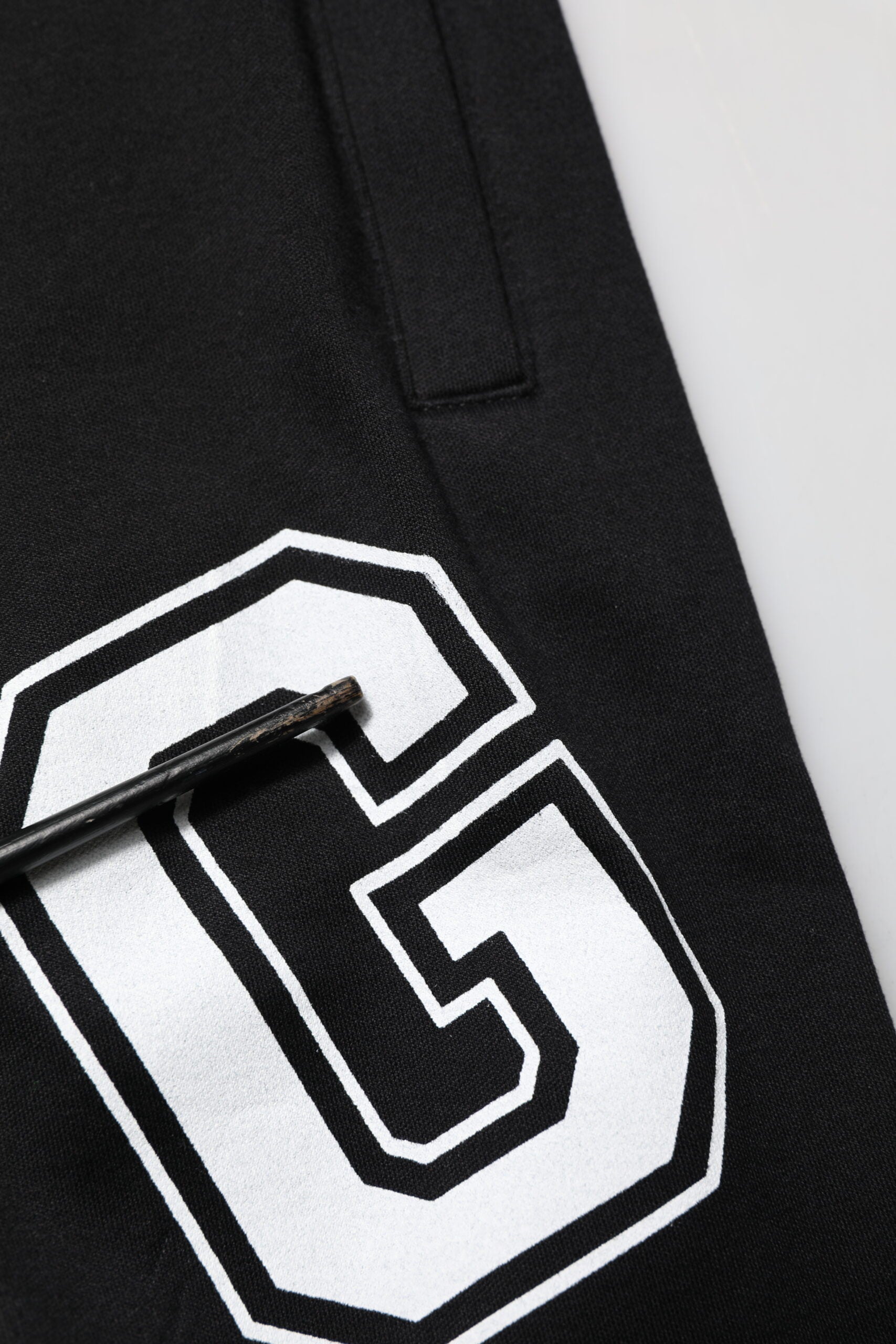 Black Logo Print Cotton Casual Bermuda Short