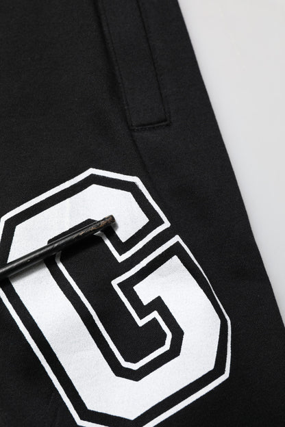 Black Logo Print Cotton Casual Bermuda Short