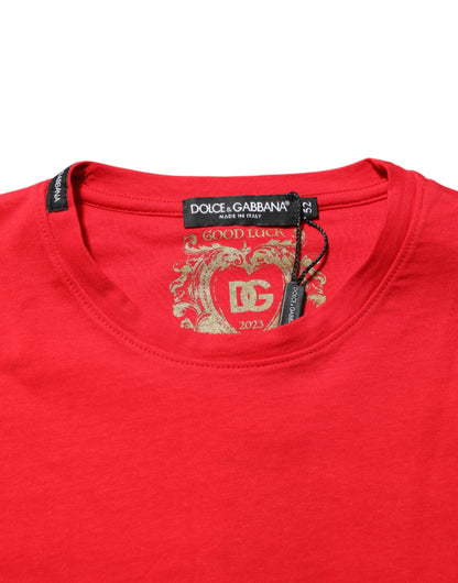 Red Goodluck 2023 Cotton Crew Neck T-shirt